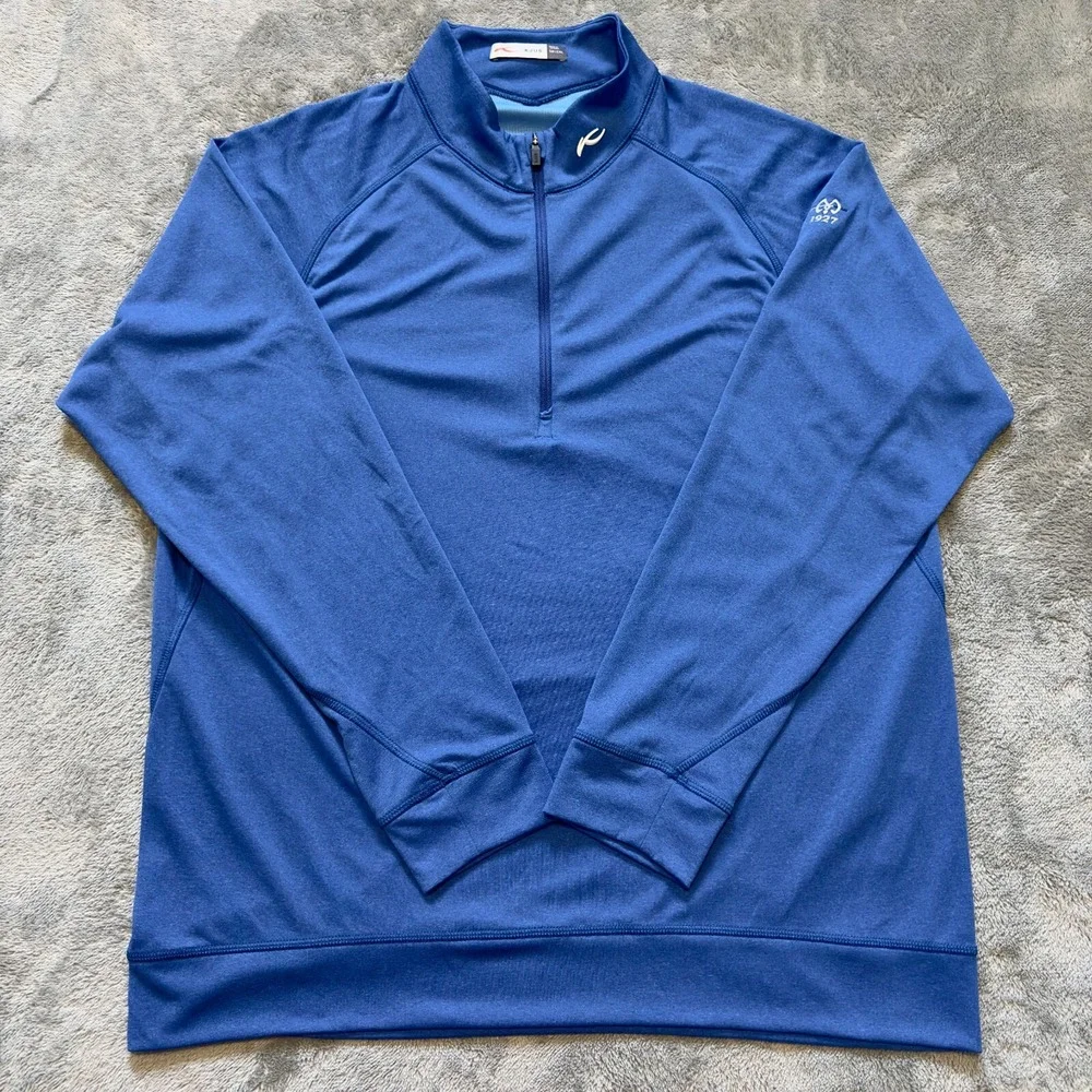 KJUS Sweater Men 2XL Blue Golf Mid Layer 1/2 Zip Keano Lightweight UPF Quick Dry